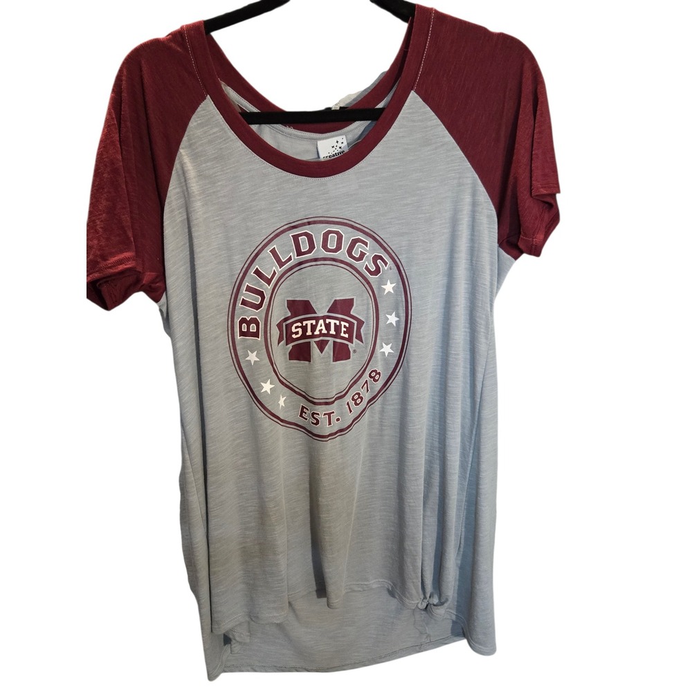 Creative Apparel Concepts Mississippi State Bulldogs Raglan TShirt Gray Maroon L